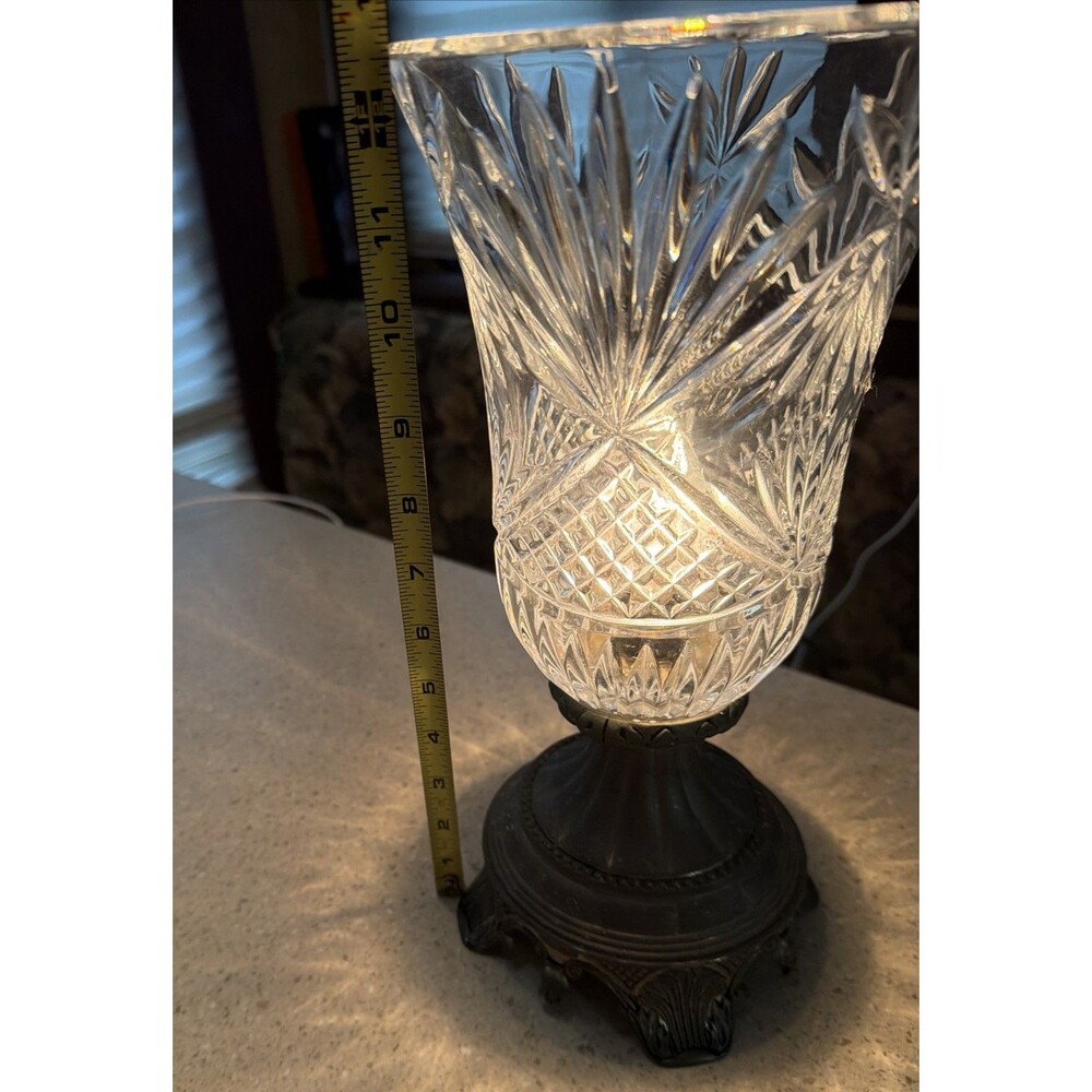 Vintage Godinger Lamp W/ Shannon Irish Crystal Cut Glass Globe & Silver Base.EUC - Picture 3 of 15